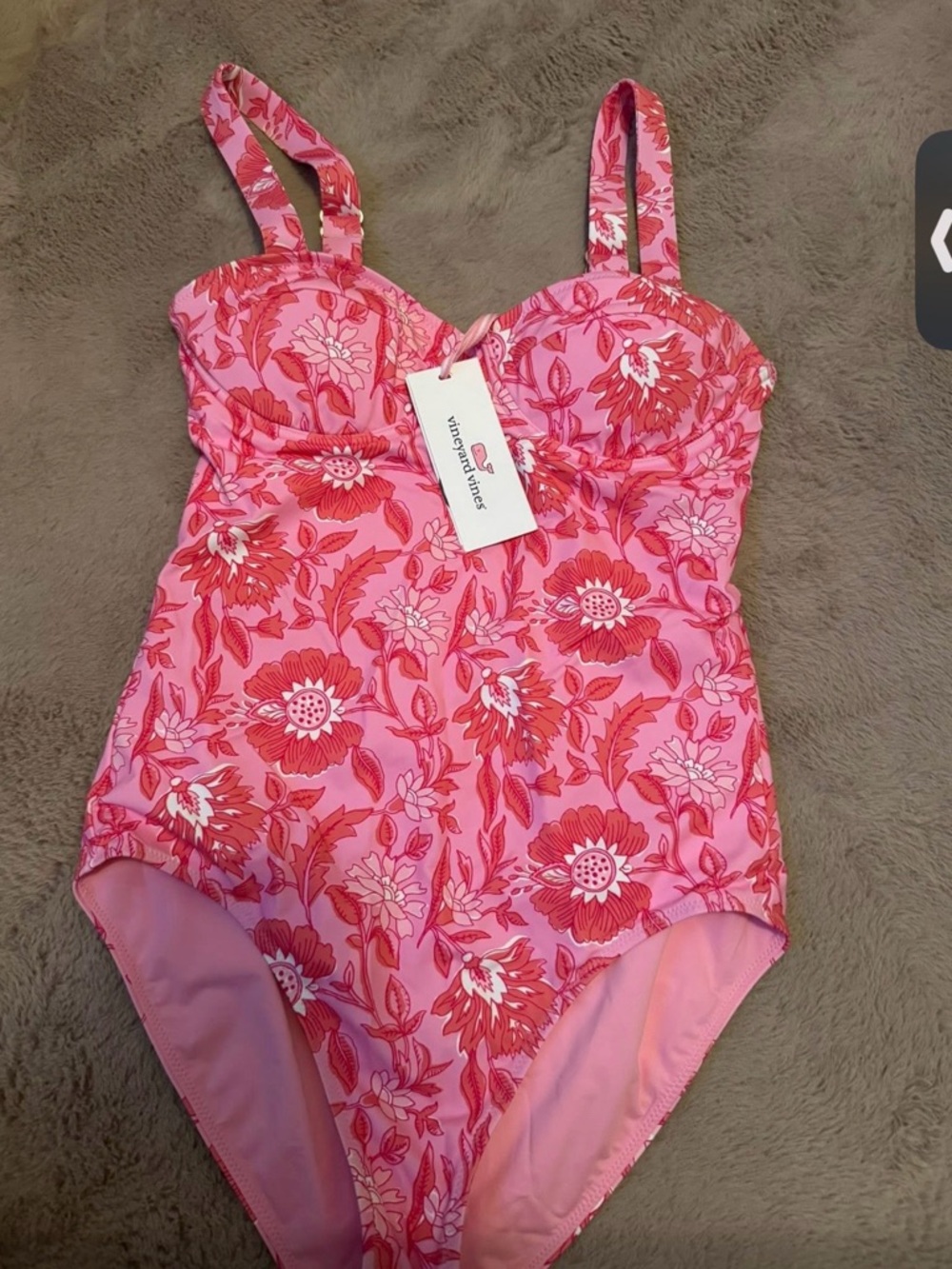 Vineyard Vines Pink and Red Floral One-Piece Swimsuit